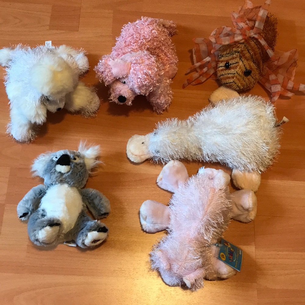 Webkinz poodles, pig, duck, koala, lion fish